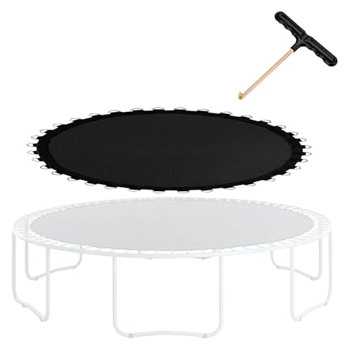FSDIYU Tappeto Elastico Telo Ricambio Trampolino, Tappetino da Salto a Molla di Sicurezza Resistente ai Raggi UV Altamente Elastico Resistente all'Acqua da 12 Piedi,12FT(72 Buckle),Black