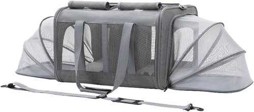 Momgla 犬 猫 キャリーバッグ 折りたたみ 拡張 犬 猫 バッグ 車用 ペットキャリーケース 特大 軽量 猫 犬キャリー 通気性が良い 移動便利 猫 2匹用 小型犬 小動物 多頭 旅行 アウトドア ポータブルケージ ペット用キャリー 荷重17.5 K