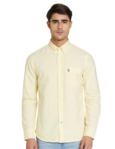 Image of U.S. Polo ASSN. Men's Yarn Dyed Oxford Stripe Spread Collar Full Sleeve Shirts