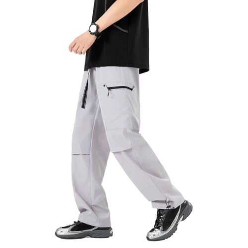 BIBOKAOKE Pantalones cargo para hombre con múltiples bolsillos, pantalones anchos para el tiempo libre, prácticos pantalones de trabajo con amplios compartimentos de almacenamiento para senderismo