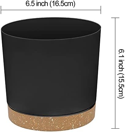 ZMTECH Plant Pots, 6.5'' Self Watering Plastic Planter with Drainage Hole and Saucer, Modern Decorative Flower Pot for Indoor Outdoor House Plants, Succulents, Flowers - Dark Gray, 2 Pack - 2