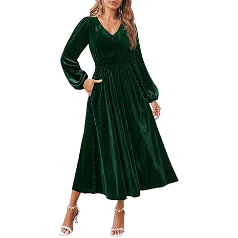 ZESICA Women's Velvet Midi Dress Cover