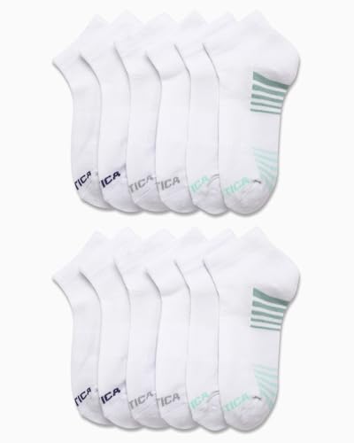 Image of Nautica Women's Quarter Cut Moisture Control Athletic Socks with Cushioned Comfort (12 Pack)