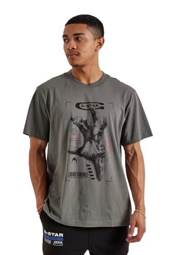 G-STAR Raw Men's Sketch T-Shirt (US, Alpha, X-Large, Regular, Regular, Charcoal)