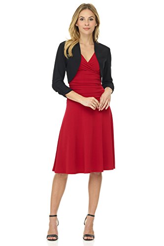 Rekucci Women's Chic Soft Knit Stretch Bolero Shrug with Ruched Sleeves4