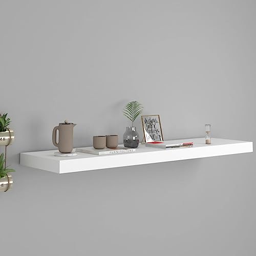 CINDERFUL Estante Flotante de Pared MDF Blanco 90x23 Salón Librerías