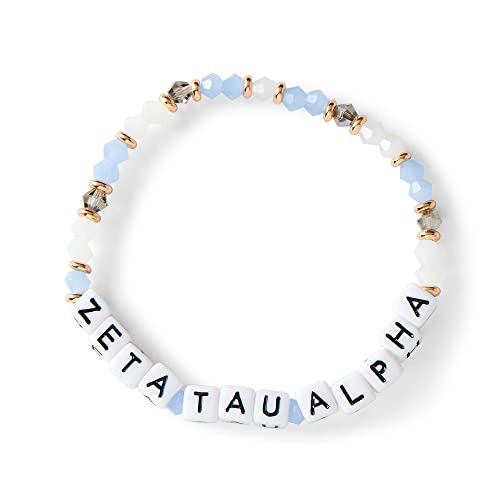 Sorority Shop Zeta Tau Alpha Bracelet — Glass Bead Bracelet with ZTA Name Beads and 18K Gold Accent Beads, Greek Sorority Jewelry for Big Little Sorority Gifts