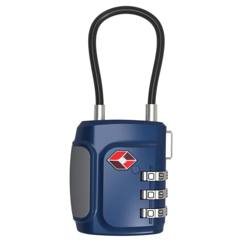SUMFGO Metal TSA Padlocks Secure Combination Cable Locks for Travel Luggage Suitcases Backpacks & Toolboxes (Blue)