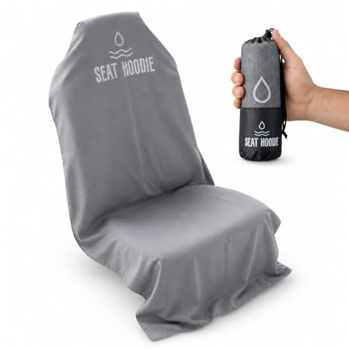 Seat Hoodie Car Seat Towel | Premium Microfiber Towel Seat Covers for Cars | Universal Fit & Machine Washable | Portable Car Seat Towel Cover After Gym, Yoga, Beach Grey