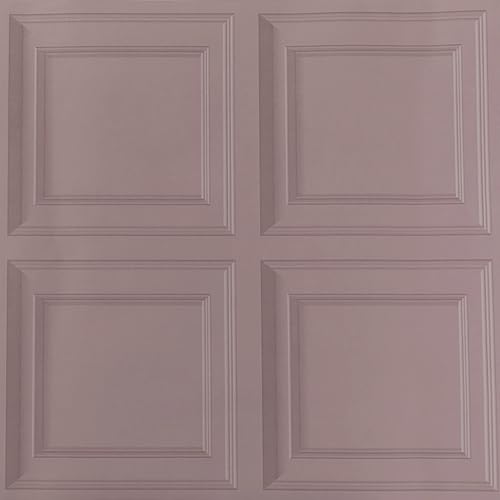 Beswitory 3D Effect Panel Wallpaper Wood Panelling Wallpaper Wall Paneled Wallpapers Textured Retro Embossed Tartan Wallpapers Neutral Art Deco for Living Room Feature Wall Bedroom Ceilings