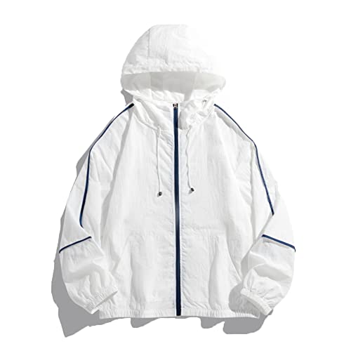 Veste homme streetwear blanche Youllyuu coupe ample légère à capuche taille M