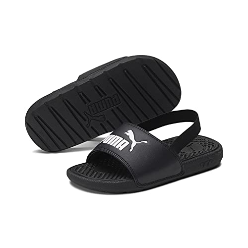 PUMA PUMA Cool Cat Backstrap Slide Sandal, Black White, 3 US Unisex Little Kid