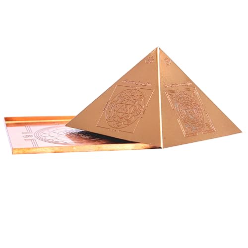 Image of Anciently Small Copper Vastu Pyramid Yantra With Base Plate & 5 Powerful Yantras Carved (3x3 Inches)
