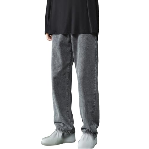 Mens Spring Autumn Straight Leg Jeans Regular Fit Lightweight Trousers Casual Loose Vintage Jean Pants