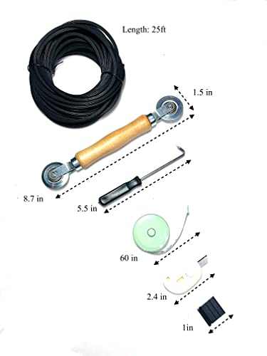 Window Screen And Screen Door Repair Kit Fiberglass Mesh With Spline Rolling Tool/Spline Removing Hook/Measuring Tape/Cutter/Spline 25Ft/6 Pull Tabs - 12 Pc Set (Black, 48" X 119") #TOP1