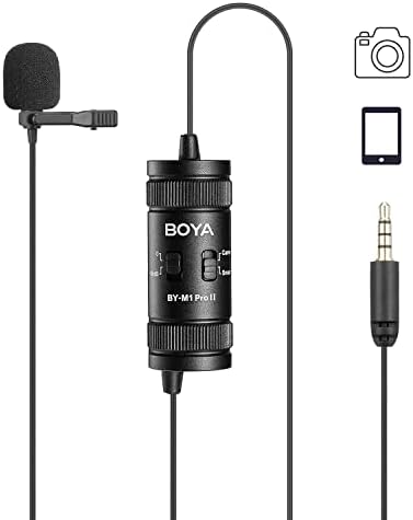 BOYA By-M1 Pro II Lavalier Auxiliary Microphone Noise Cancelling Omnidirectional Mic With Monitoring Port For Youtube Tiktok Interview Broadcast Content Creation