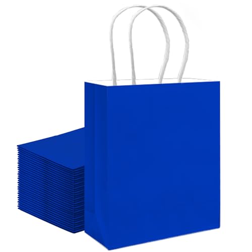 qiqee 30 mittelgroße Geschenktüten mit Griffen, Großpackung, 27,9 x 12,7 x 20,3 cm, Diamantblau, vielseitig einsetzbar (mittlere Größe)