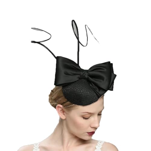 YDYDTTKD Chapeaux fascinateurs en Abaca Noir pour Femmes, Chapeaux fascinateurs pour fête de thé de Mariage, Chapeau d'église