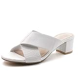  Angkorly - Damen Schuhe Schuh-Mule - BCBG - Schick - Slip-on - Pythonschlangenhauteffekt - glattes Leder - Krokodilhaut Blockabsatz 5.5 cm - Weiß 5 MG-93 T 37