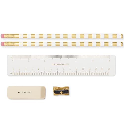 Image of kate spade new york Pen and Pencil Case with Office Supplies, Zip Pouch Includes 2 Pencils, Sharpener, Eraser, and Ruler, Paint by Numbers