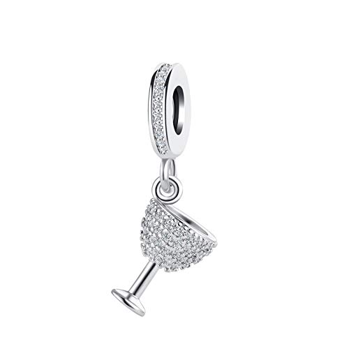 Abalorios de copa de vino con brillo de circonita para collares