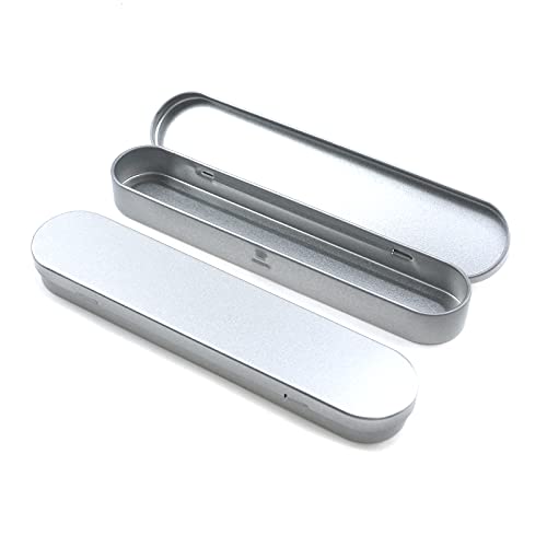 T Tulead Caixa de metal para escritório, caixa de lápis vazia, articulada, porta-canetas, prata, 178 x 36 x 18 mm, embalagem com 2