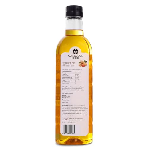 Image of Conscious Food Groundnut Oil in Pet bottle | Cold Pressed | Kacchi Ghani Peanut Oil -500ml
