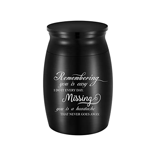Petite urne pour cendres gravée Remembering You is Easy avec texte - 2