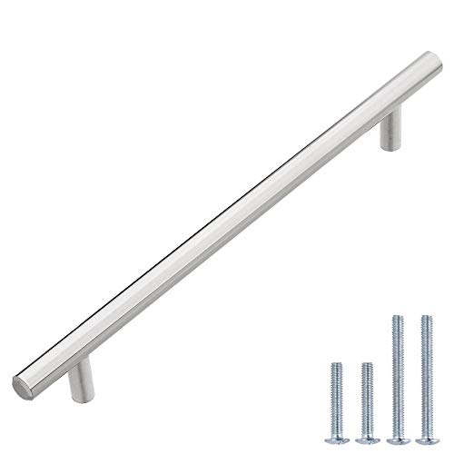LIZAVO 701-192SN Brushed Satin Nickel Cabinet Pulls Solid Modern Euro Style T Bar Kitchen Cabinet Handles- 7-1/2