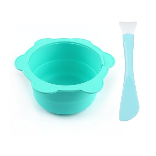 Replacement Pot Set for Wax Warmer Removable Silicone Waxing Facial Mask Mixing Bowl and Non-stick Spatulas Home Hair Removal Sticks Reusable Wax Heater Machine Accessory Green