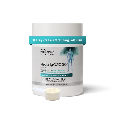Image of Microbiome Labs Mega IgG2000 Gut Health Powder for Women, Men & Kids 2+ - IgG Immunoglobulin Supplement for Digestive Health Support - Dairy-Free Bovine Colostrum Supplement Alternative (2.1 Ounces)