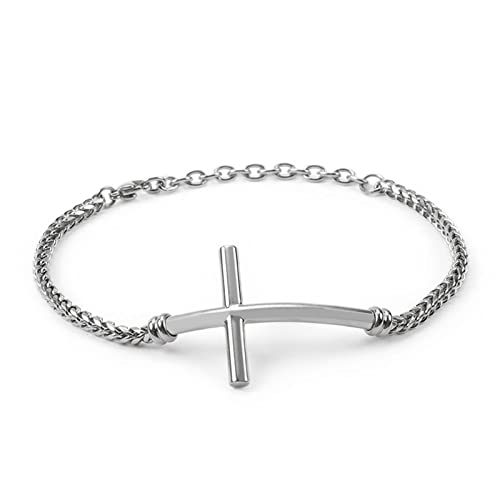 BCughia - BCughia BFF Armbänder, Männerarmband Silber Rostfreier Stahl Verlängertes Kabel Karabinerverschluss Gabeldesign 210x3.4mm Armband für Herren