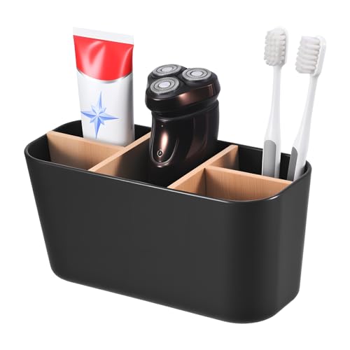 MumdoYAL Schwarz 5 Gitter Badezimmer Organizer, Zahnbürstenhalter, Toothbrush Holder, Aufbewahrung Badezimmer, Bad Aufbewahrung, Für Büro, Wohnzimmer, Küche