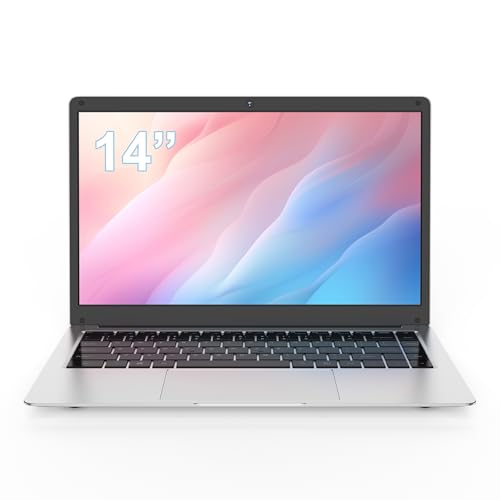 PONKLOIE Laptop Windows 11 de 14,1 polegadas, notebooks portáteis para negócios e estudantes, 8 GB de RAM 256 GB SSD, dobradiça de 180°, com mouse, mouse pad e filme de teclado. (prata)