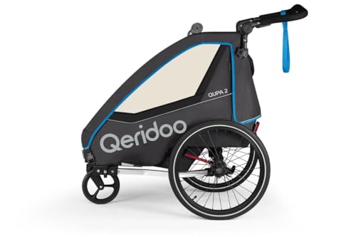 Qeridoo QUPA 2 Blue | Fahrradanhänger 2 Kinder | Kinder Fahrradanhänger...