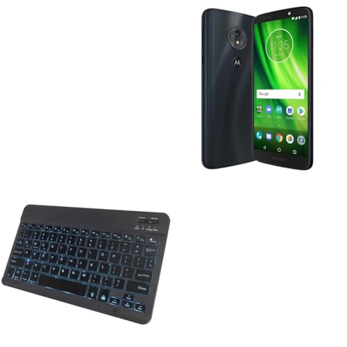 BoxWave Keyboard Compatible with Motorola Moto E6 - SlimKeys Bluetooth Keyboard - with Backlight, Portable Slim LED 7 Colors - Jet Black