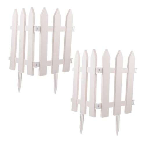 Operitacx 4juegos Bordes De Jardín Blancos De Plástico Con Estacas Resistentes Valla Decorativa Para Césped y Instalación Sencilla Para Patios Balcones y Áreas Exteriores Diseño Elegante
