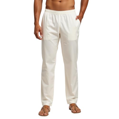 Image of Men's Cotton Silk Pajama with Pockets, Elastic Waist - Soft, Lightweight & Comfortable