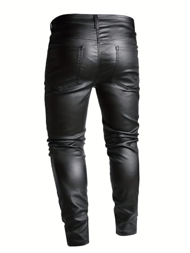 Mens Slim Fit Stretch Faux Leather Pants Fashion Casual Comfortable Stylish Design2