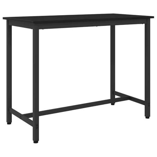 Bureau réglable en hauteur 100x50 cm, table noire aspect chêne pour télétravail salon