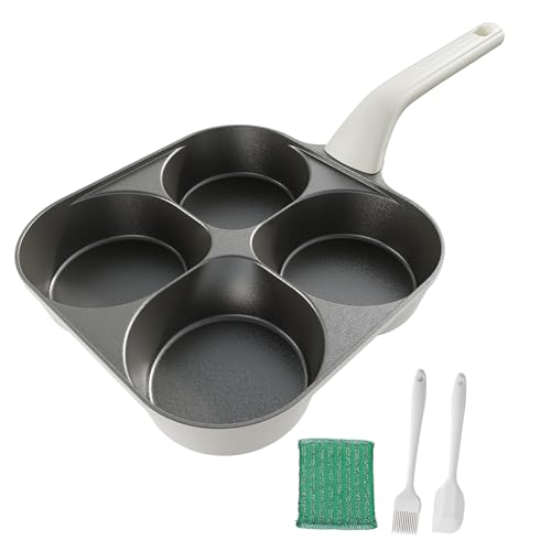 Comparison: Best Pancake Pan For Gas Stove 8 Foorey Home Egg Pan Upgraded Titanium 4-Cup Nonstick Fried Egg Omelette Pan with Ergonomic Handle Breakfast Skillet Pancake Gas Stove and Induction Compatible Ideal for Mom (1, White)