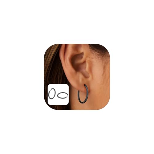 FaithHeart Sterling Silver Huggie Hoop Earrings for Women, Real S925 Hypoallergenic Lightweight Silver/Black/Gold/Rose Gold Huggie Hoops Everyday Sleeper Earring 8/10/12/14/16/18/20mm 20mm B