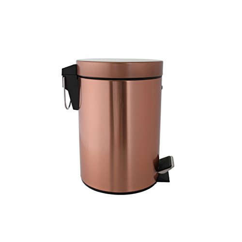 Axentia-Riga-3-L-Cosmetic-Lid-Rubbish-Pedal-Bin-for-Bathroom-and-Toilet-Metal-CopperBlack-17-x-17-x-245-cm