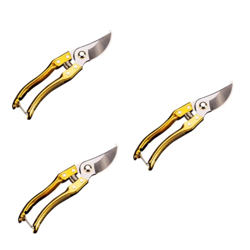 Kisangel 3 Stck. Goldene Gartenschere für Obstbäume Schnittwerkzeug mit Ergonomischem Rutschfestem Griff Effizient für Bonsai und Gartenpflege für Kleine