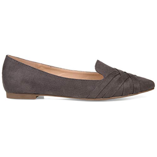 Brinley Co. Womens Pointed Toe Flat Grey, 8 Regular US