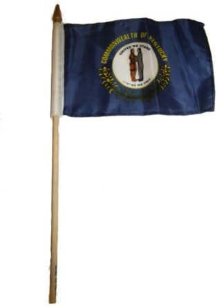 Wholesale Lot of 12 6x9 6''x9'' State of Kentucky Stick Flag wood Staff - Party Decorations Supplies For Parades - Prime Outside, Garden, Men Cave Decor Flag