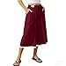 AKTCVVJ Capris for Women Cotton Linen Wide Leg Capri Pants Casual Loose Fit Elastic Waist Capris Summer Vacation Pant Wine