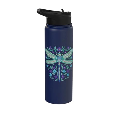 Colorful dragonfly flower design in watercolor Insectlover Stainless Steel Insulated