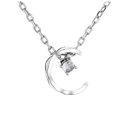 Collier lune en argent sterling 925 et zircone cubique scintillante