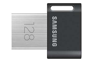 Samsung FIT Plus USB-Stick Typ-A, 128 GB, 400 MB/s Lesen, 60 MB/s Schreiben, kompakter USB 3.1 Speicherstick mit Schlüsselring, Gray, MUF-128AB/APC